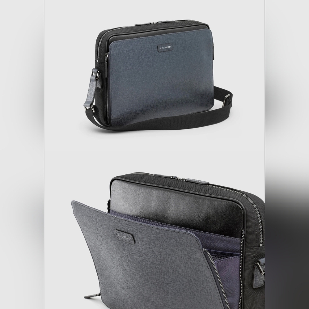 NEW Bolvaint Soto Satchel Messenger Briefcase Bag Blue Black Adjustable Strap